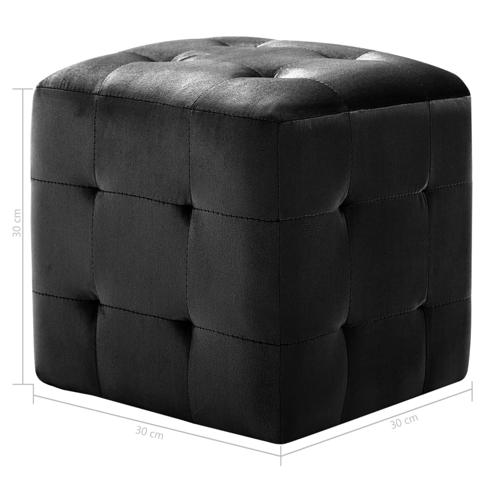 Pufe 2 pcs 30x30x30 cm veludo preto