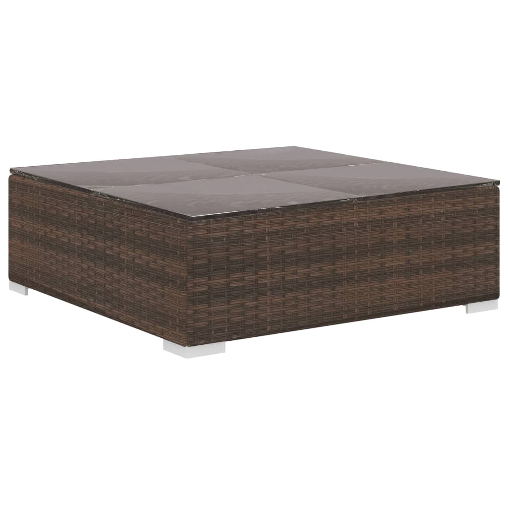 4 pcs conjunto lounge jardim c/ almofadões vime PE castanho