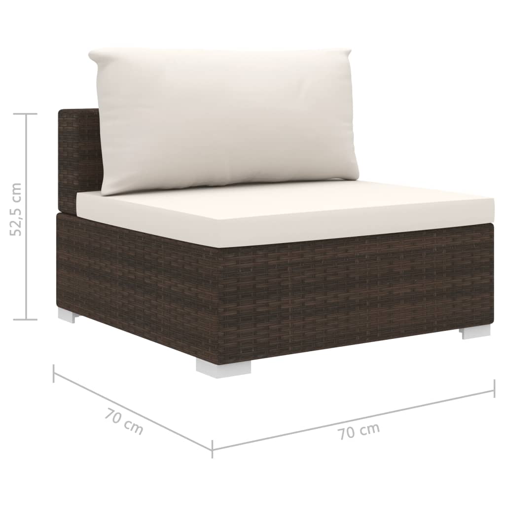 4 pcs conjunto lounge jardim c/ almofadões vime PE castanho