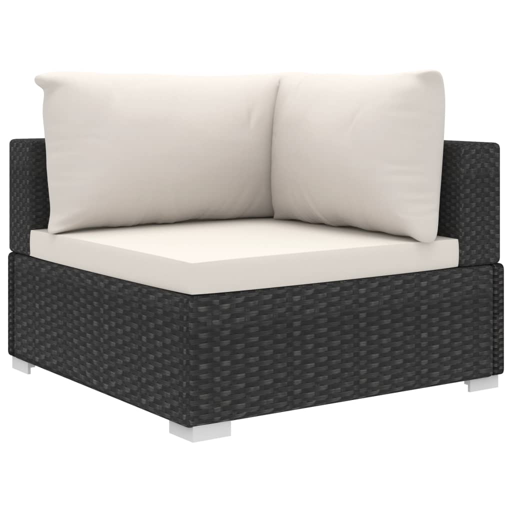 10 pcs conjunto lounge de jardim c/ almofadões vime PE preto