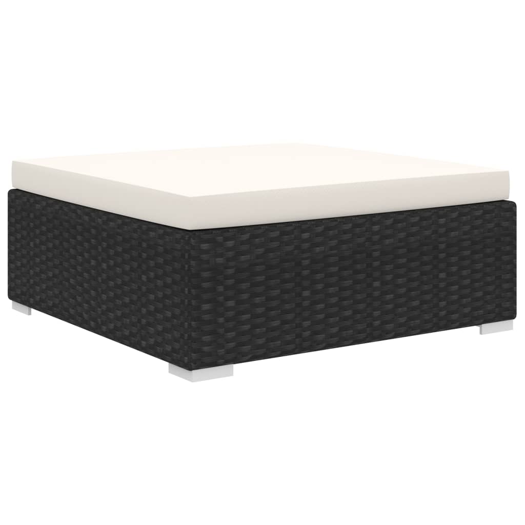 10 pcs conjunto lounge de jardim c/ almofadões vime PE preto