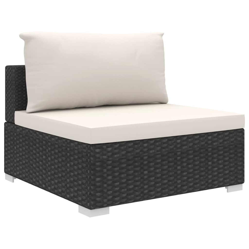 10 pcs conjunto lounge de jardim c/ almofadões vime PE preto