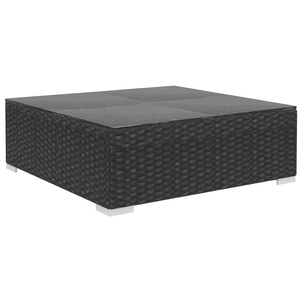 10 pcs conjunto lounge de jardim c/ almofadões vime PE preto