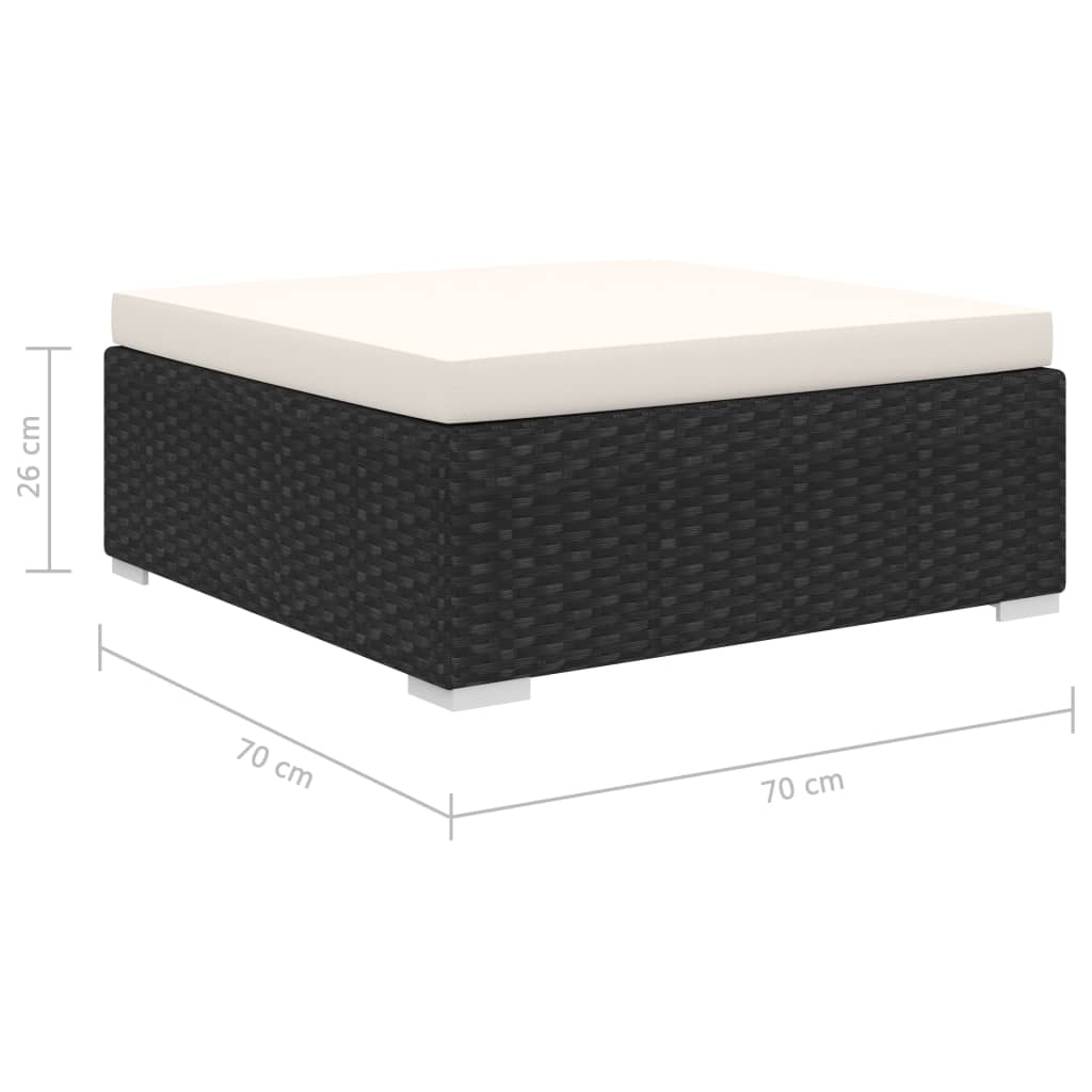 10 pcs conjunto lounge de jardim c/ almofadões vime PE preto
