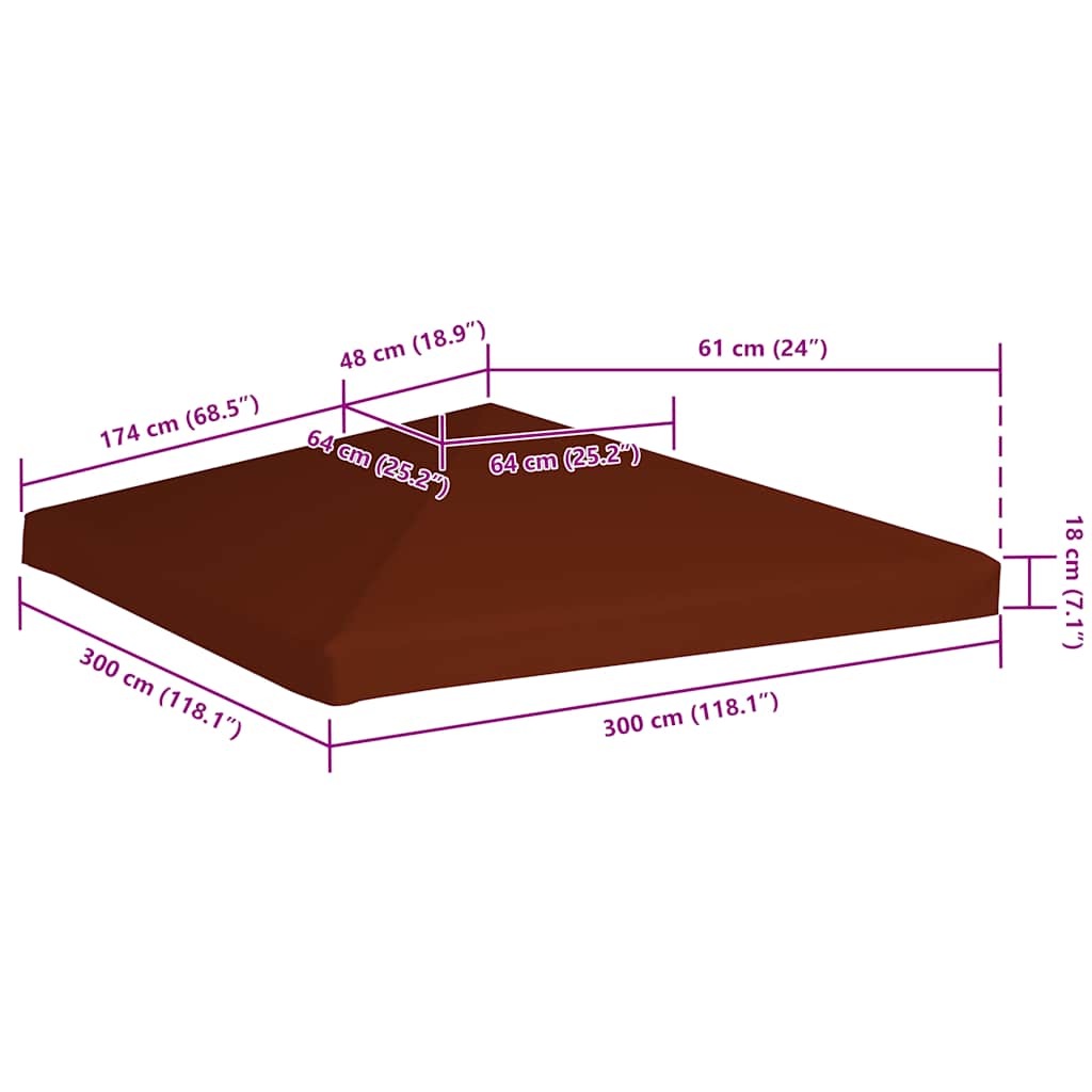 Cobertura de gazebo 310 g/m² 3x3 m terracota