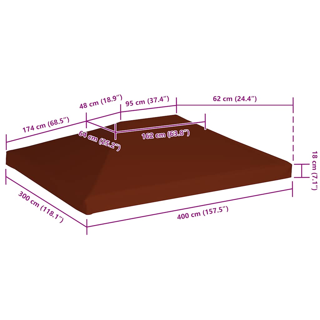 Cobertura de gazebo 310 g/m² 3x4 m terracota