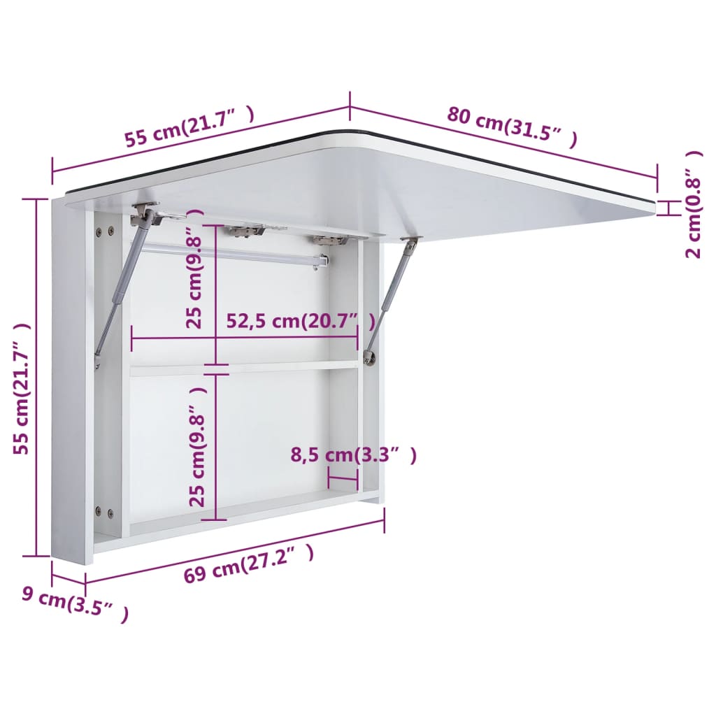 Armário espelhado para casa de banho com LED 80x9,5x55 cm