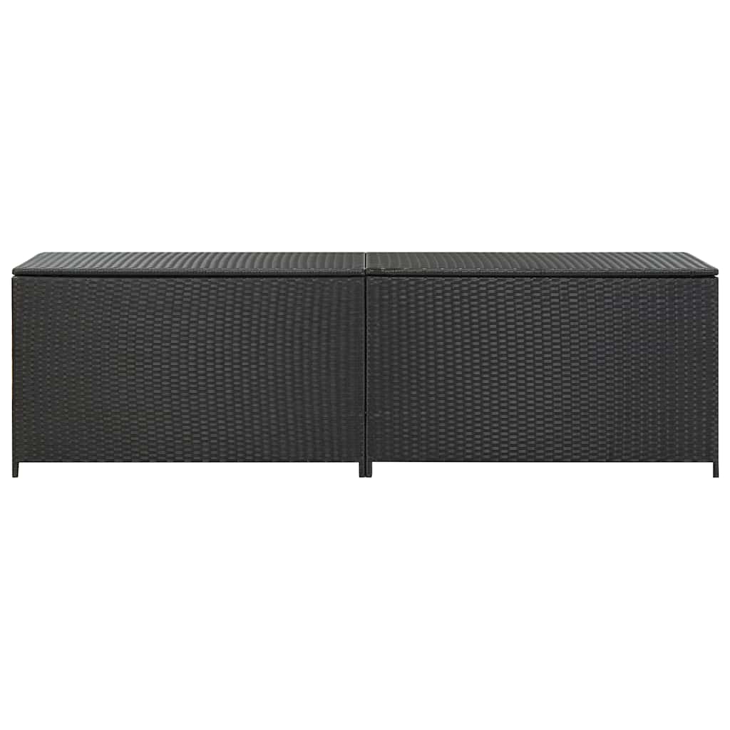 Caixa de arrumação para jardim 200x50x60 cm vime PE preto