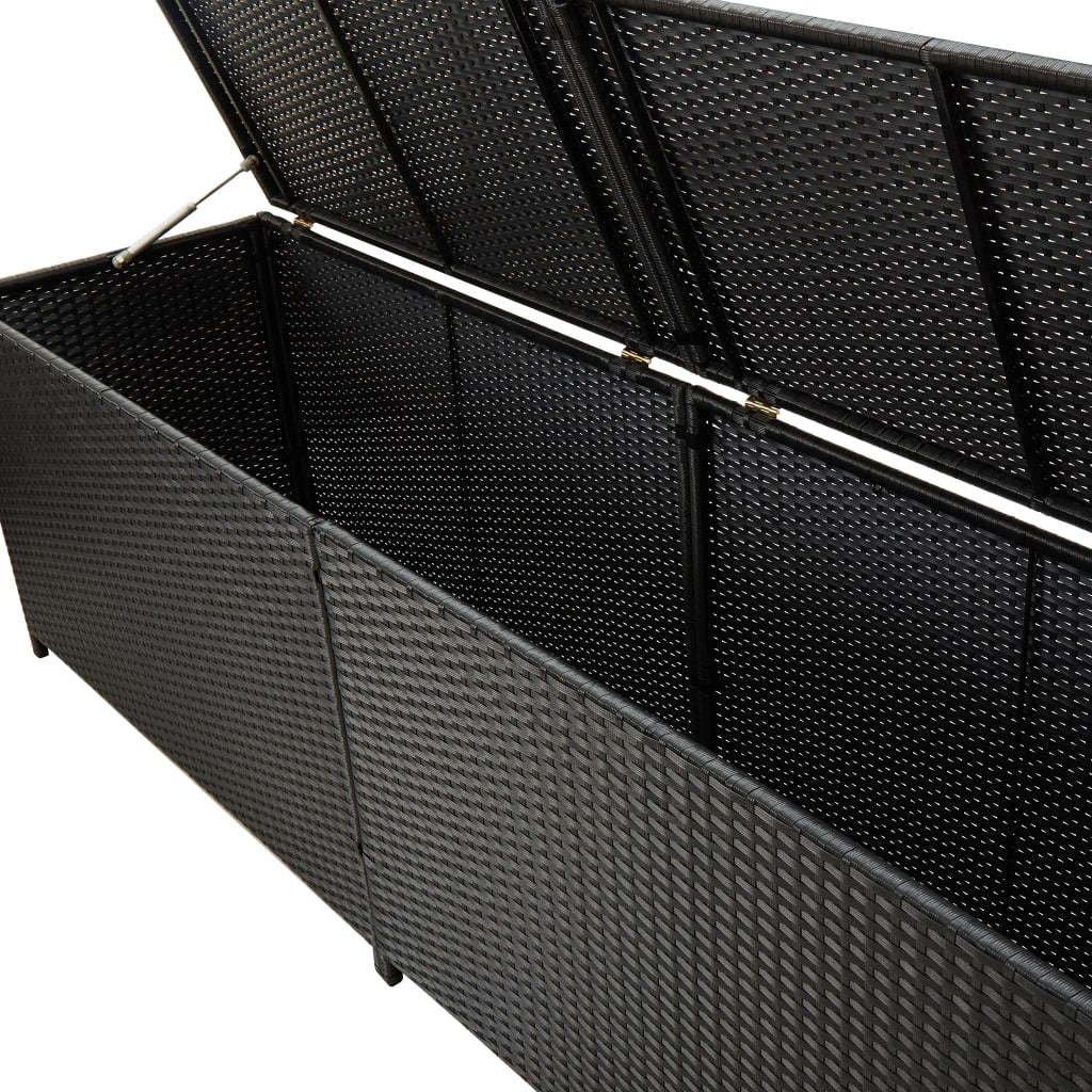 Caixa de arrumação para jardim 200x50x60 cm vime PE preto