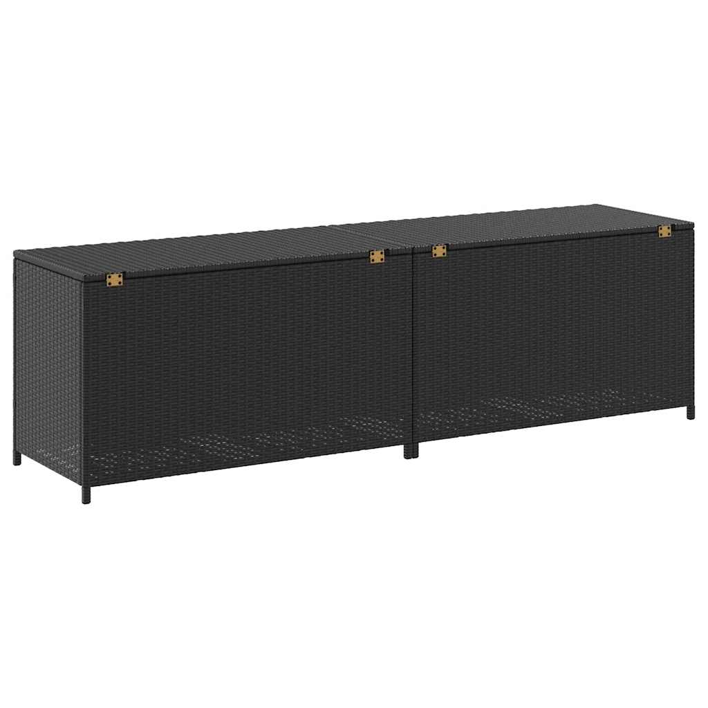 Caixa de arrumação para jardim 200x50x60 cm vime PE preto