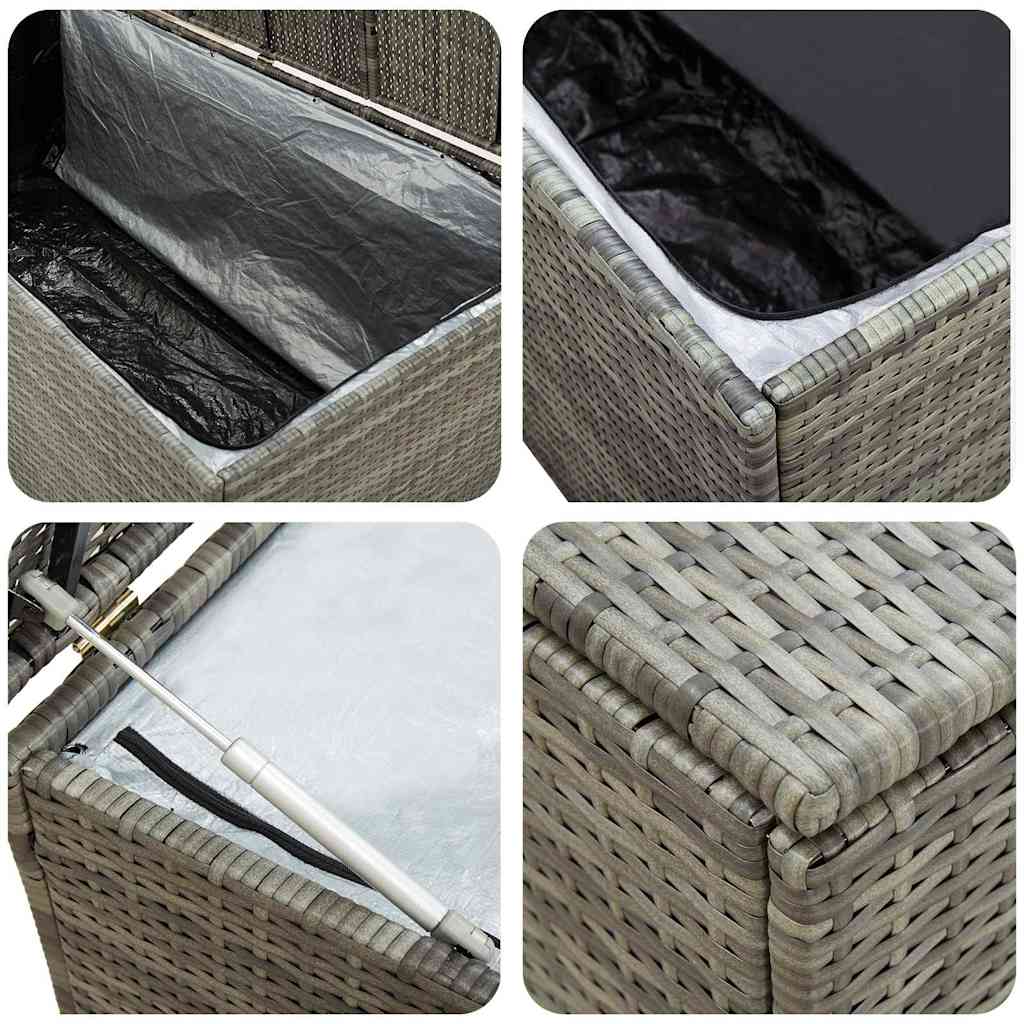Caixa de arrumação para jardim 200x50x60 cm vime PE cinzento