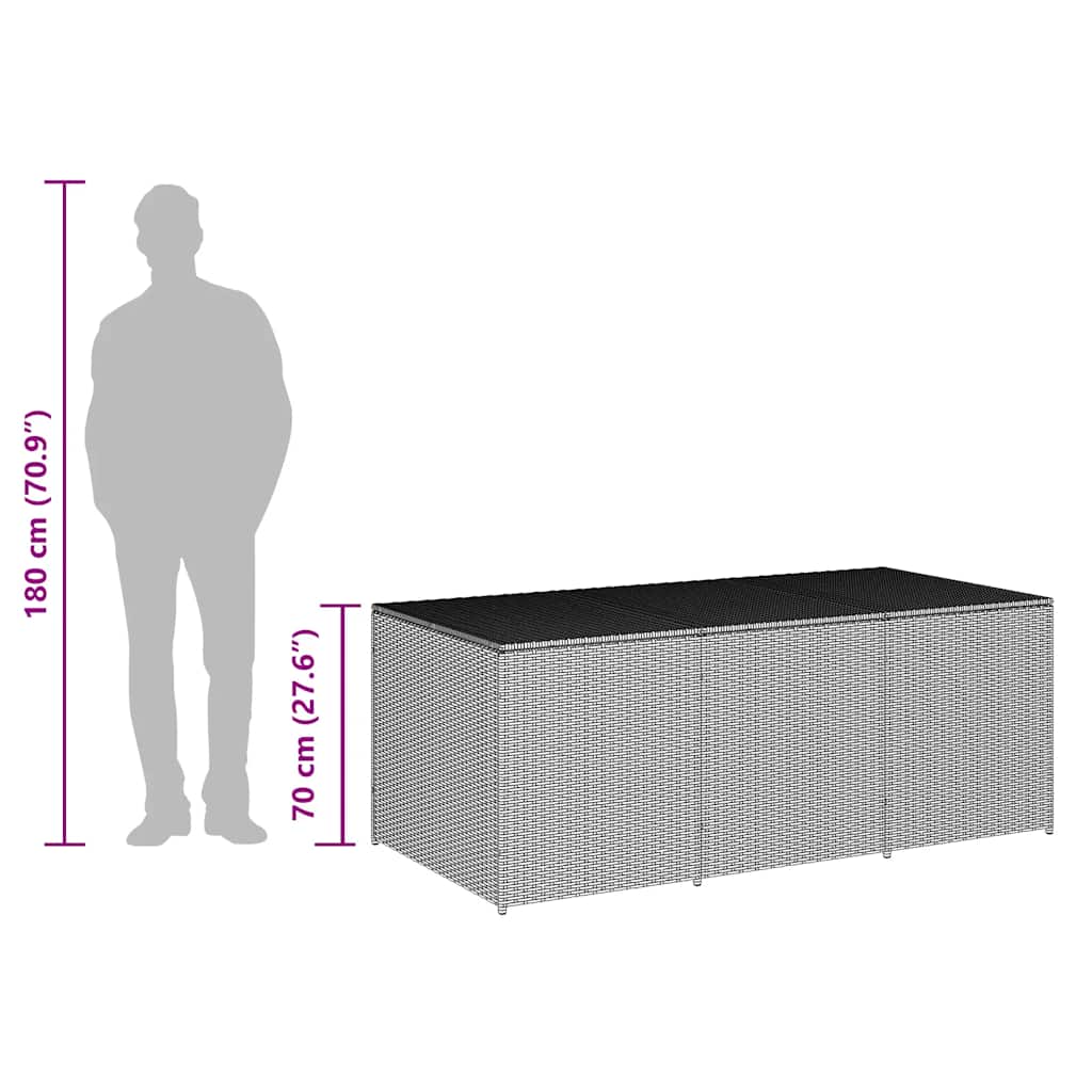 Caixa de arrumação para jardim 180x90x70 cm vime PE castanho