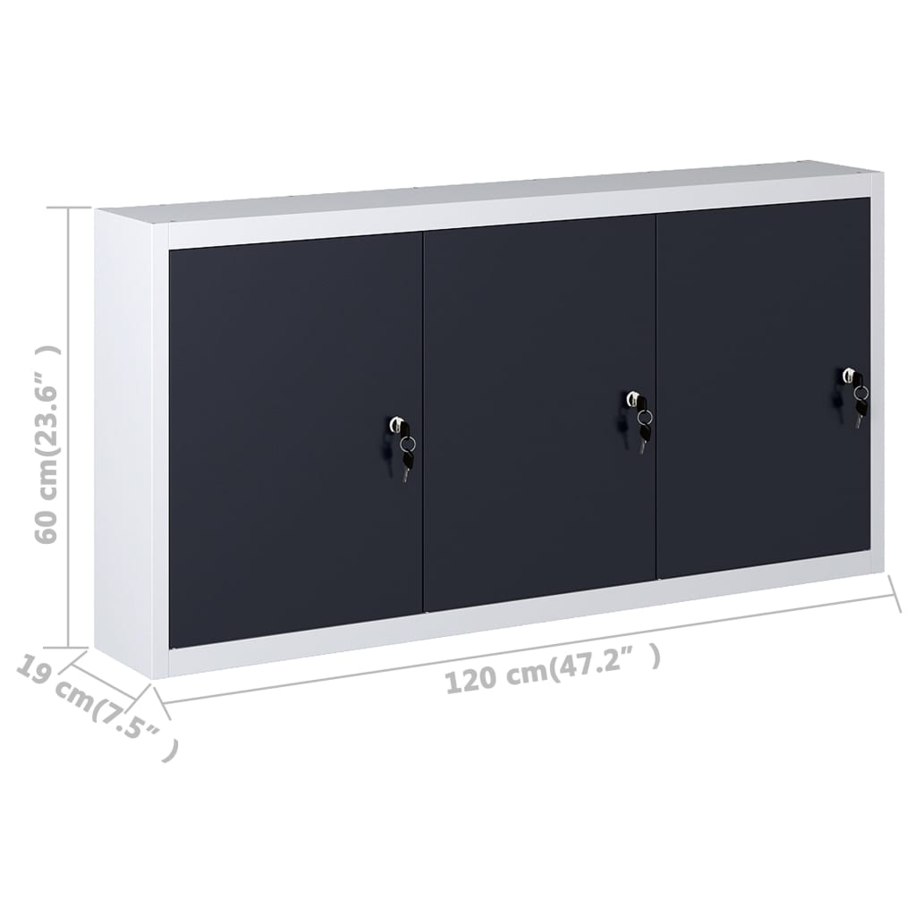Armário ferramentas parede industrial metal cinzento e preto