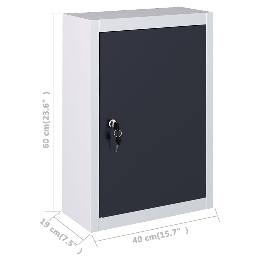 Armário ferramentas industrial de parede metal cinzento e preto