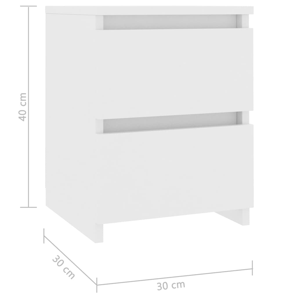 Mesas de cabeceira 2 pcs 30x30x40 cm contraplacado branco