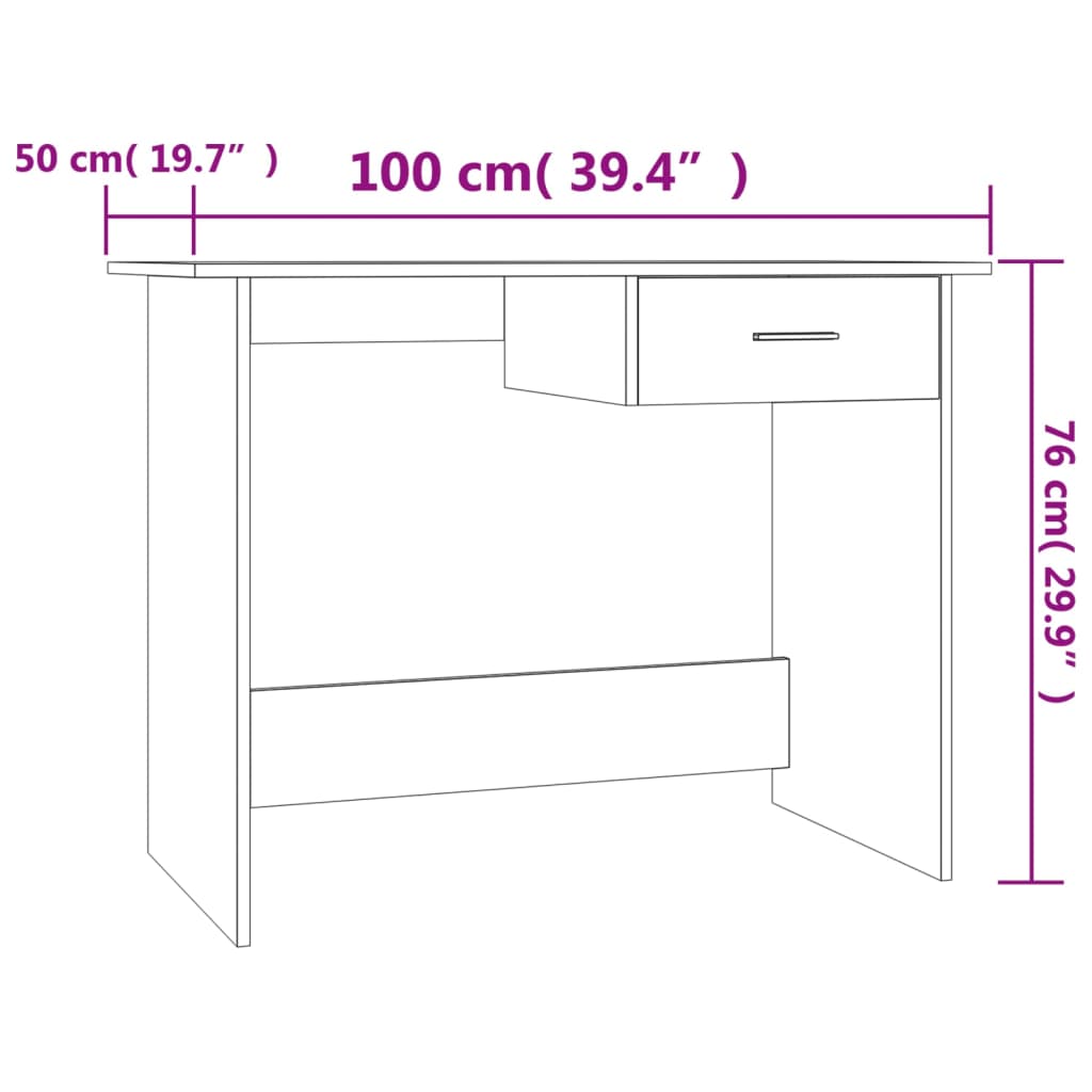 Secretária 100x50x76 cm contraplacado cinzento cimento
