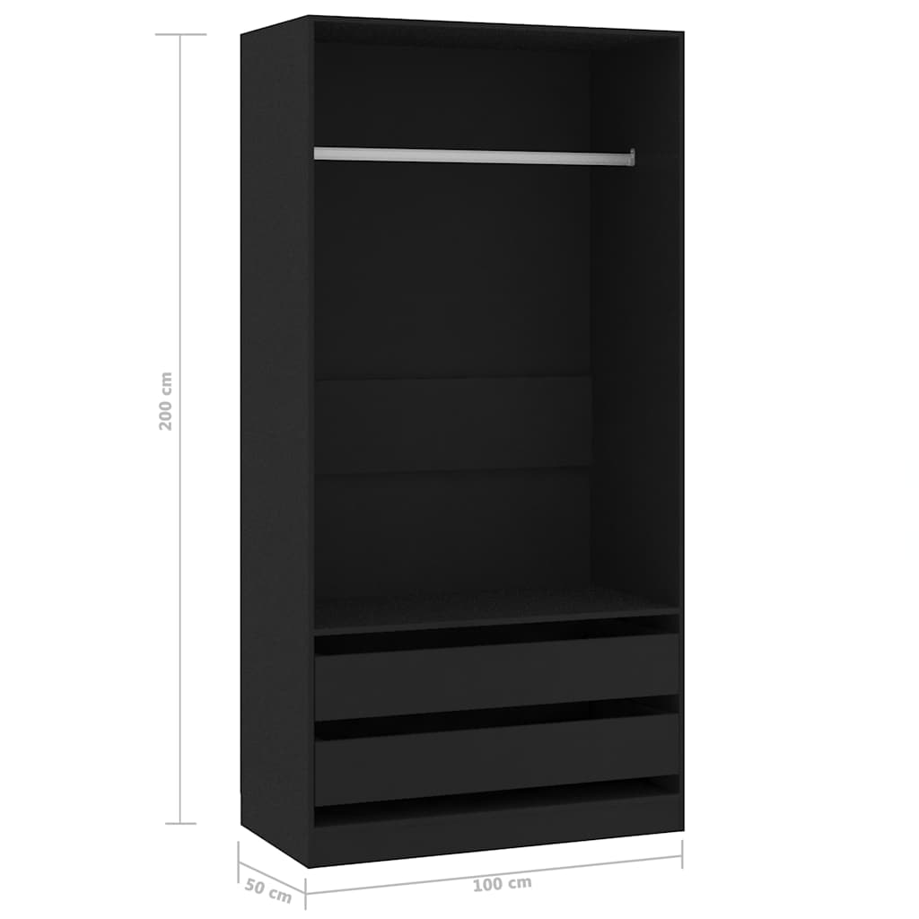 Roupeiro 100x50x200 cm derivados de madeira preto