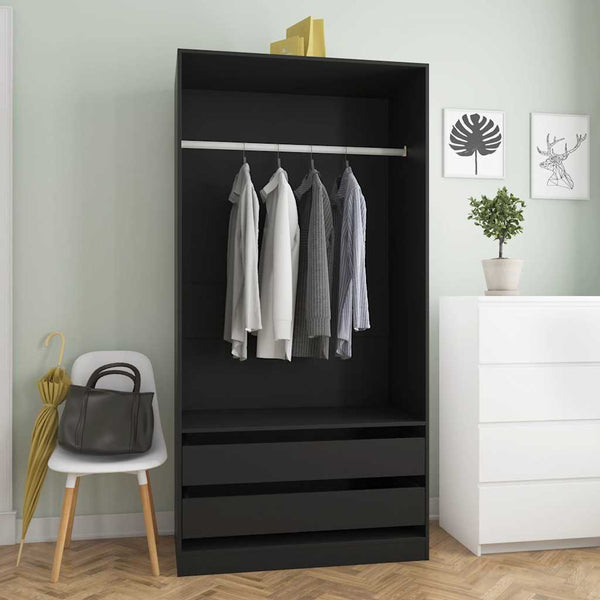 Roupeiro 100x50x200 cm derivados de madeira preto