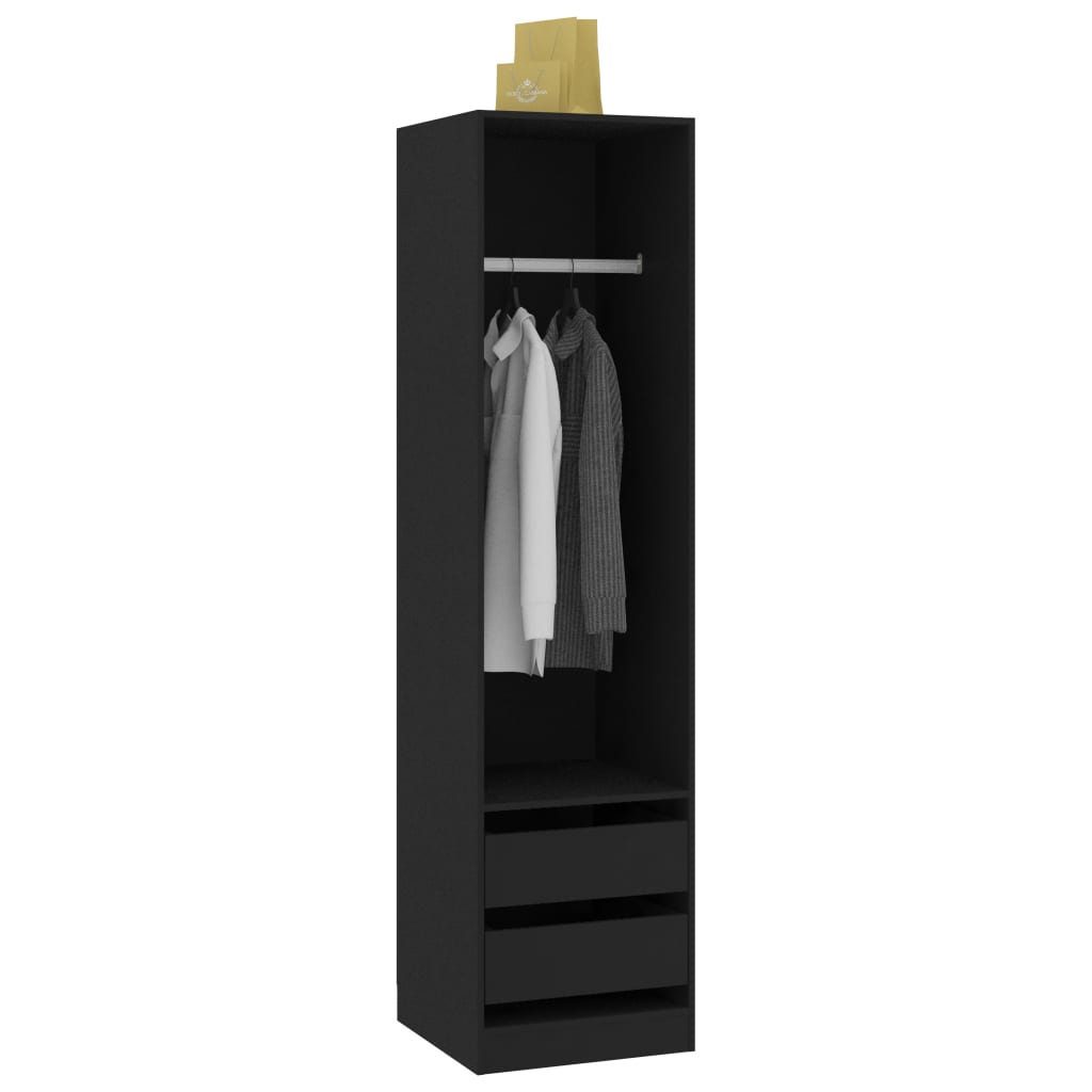 Roupeiro com gavetas 50x50x200 cm derivados de madeira preto