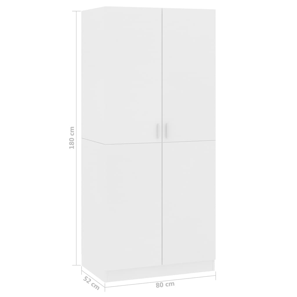 Roupeiro 80x52x180 cm derivados de madeira branco