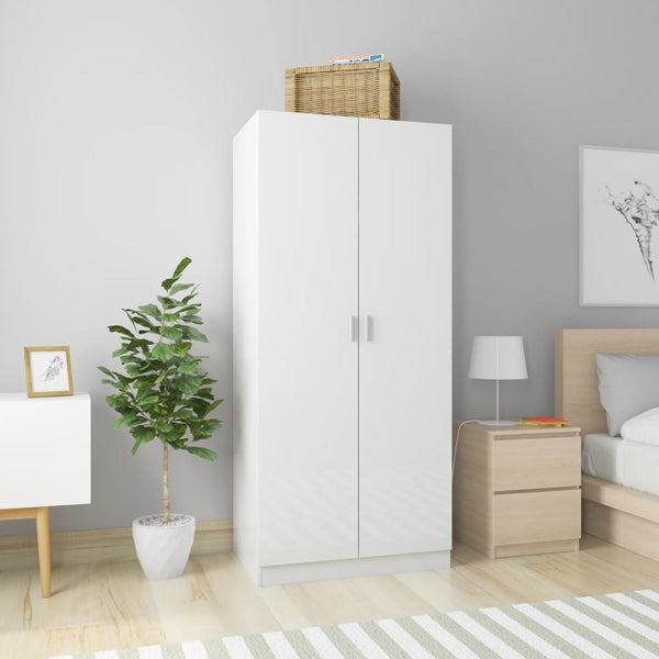 Roupeiro 80x52x180 cm derivados de madeira branco brilhante
