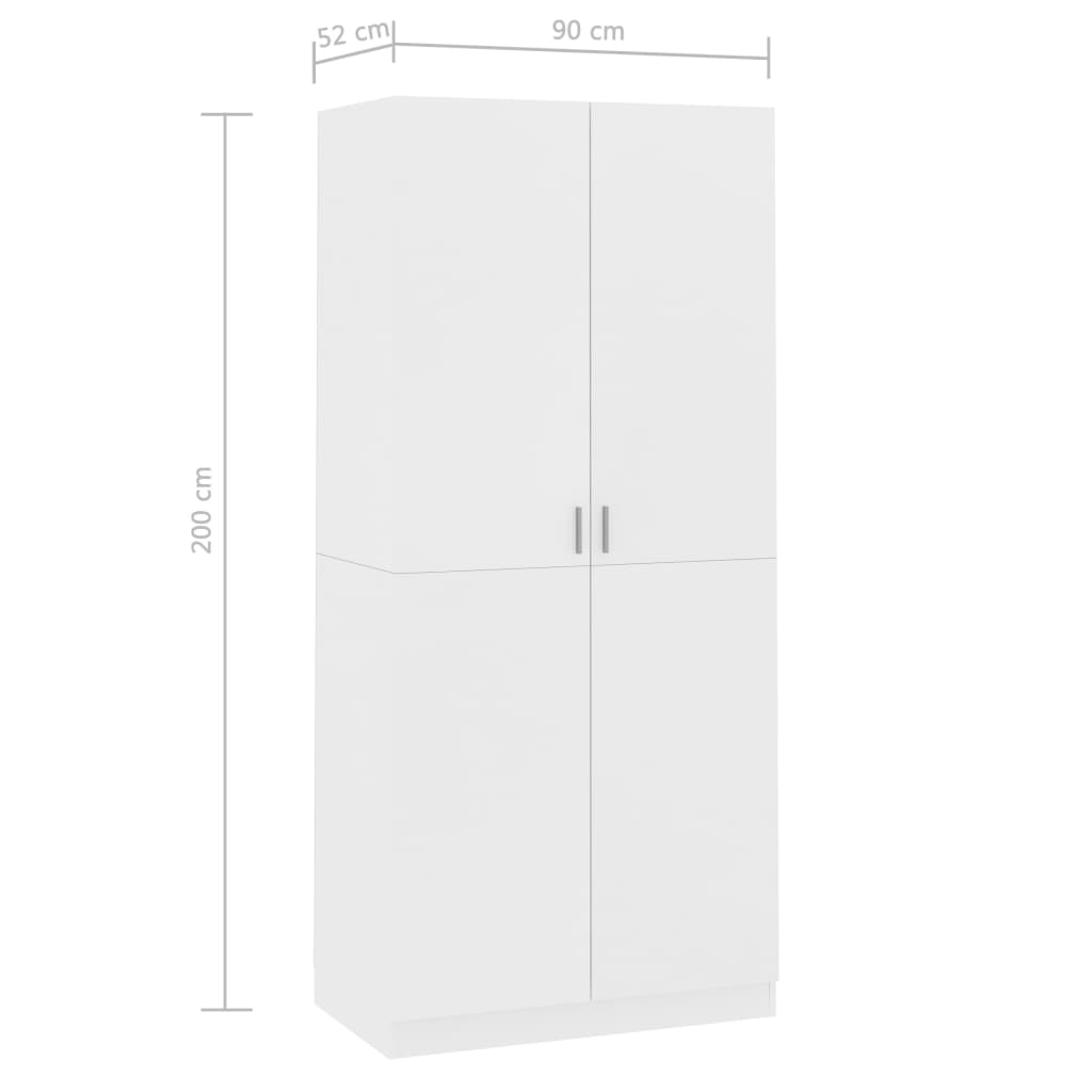 Roupeiro 90x52x200 cm derivados de madeira branco