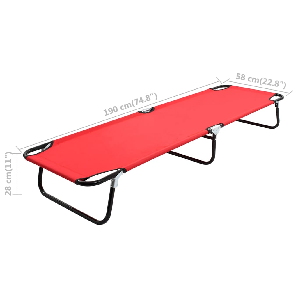 Espreguiçadeira/cama dobrável aço vermelho