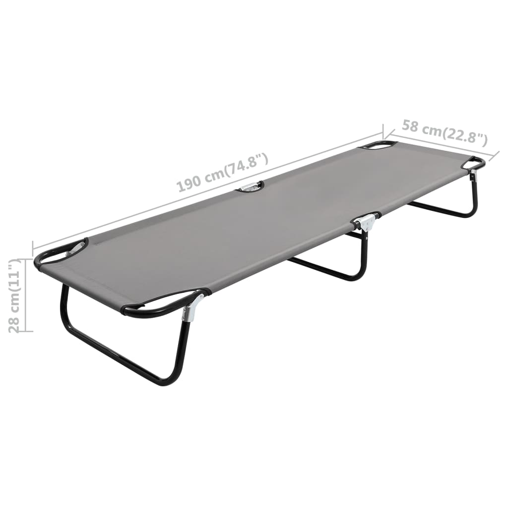 Espreguiçadeira/cama dobrável aço cinzento