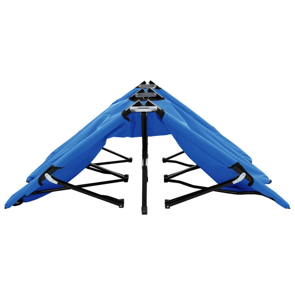 Espreguiçadeira/cama dobrável para 2 pessoas aço azul