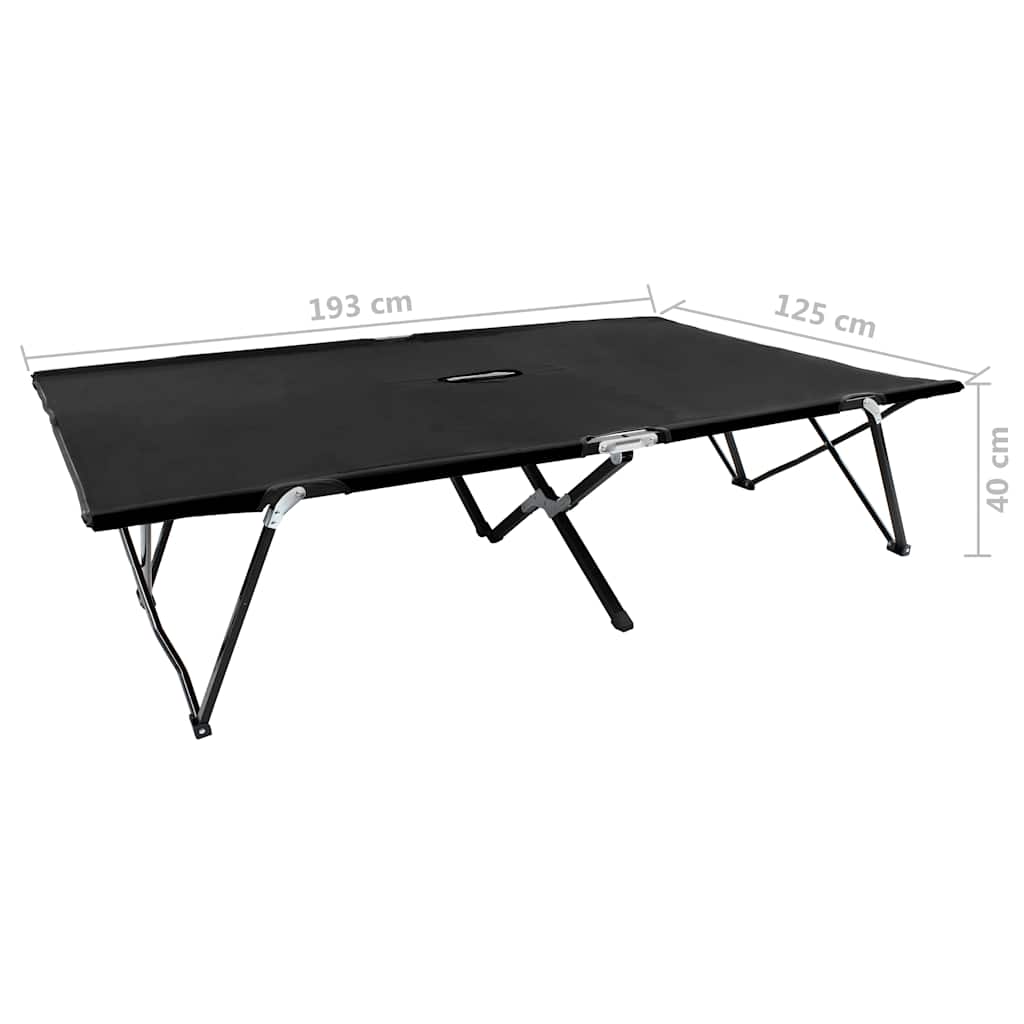 Espreguiçadeira/cama dobrável para 2 pessoas aço preto