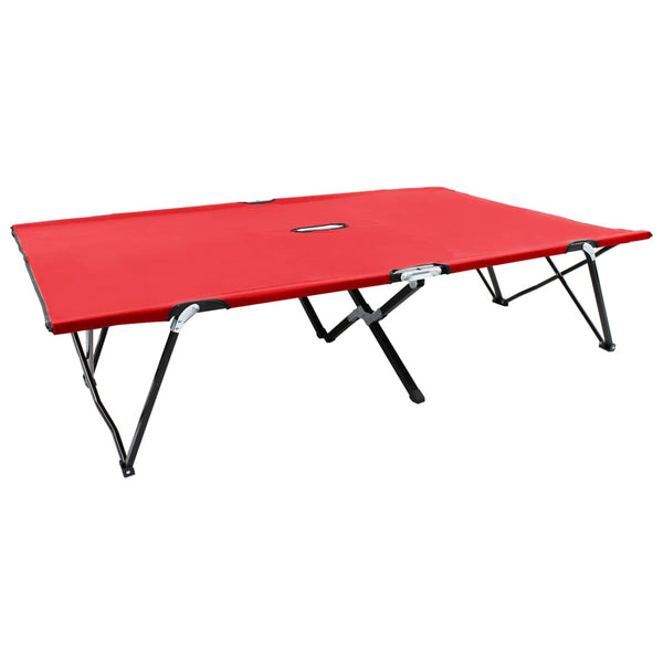 Espreguiçadeira/cama dobrável para 2 pessoas aço vermelho