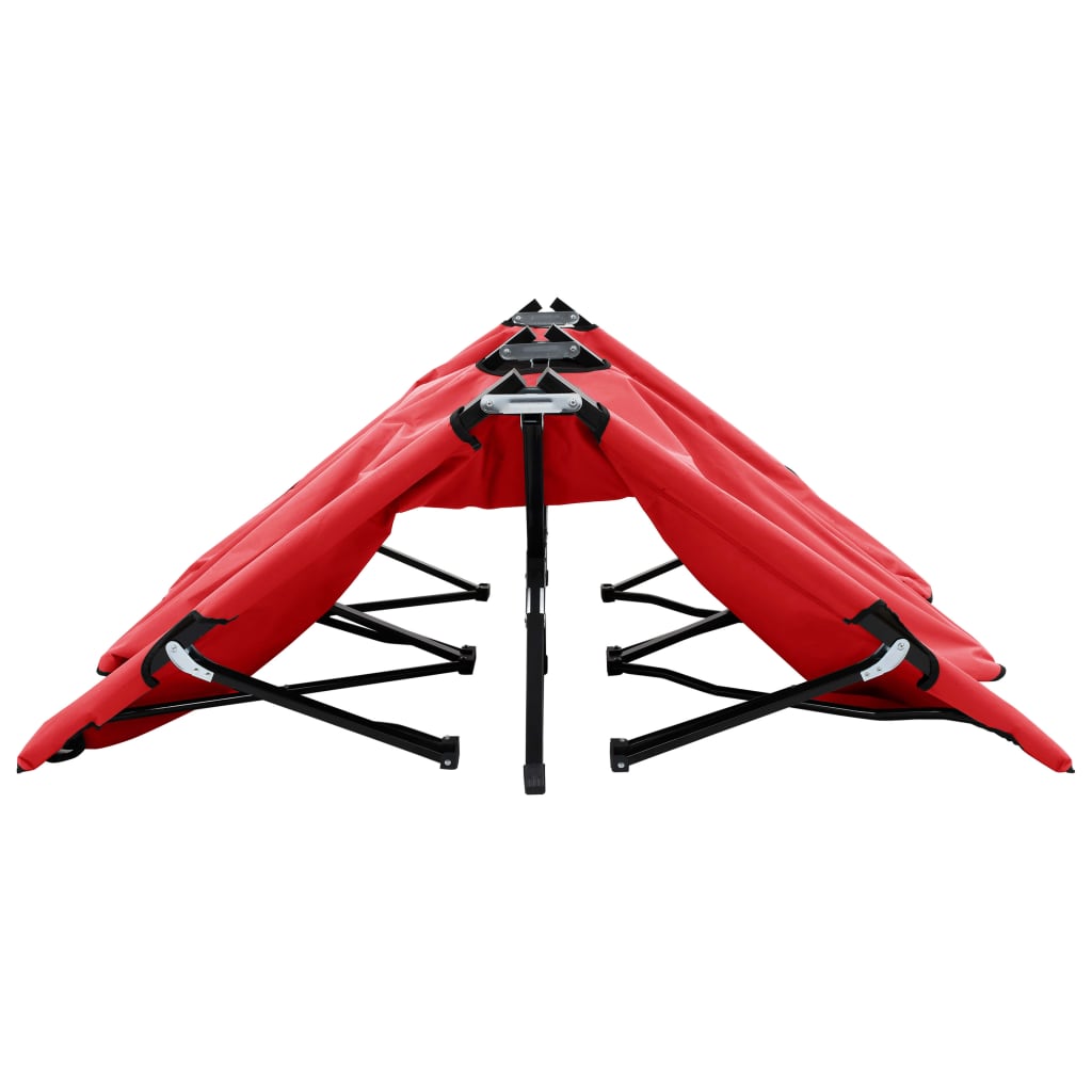 Espreguiçadeira/cama dobrável para 2 pessoas aço vermelho