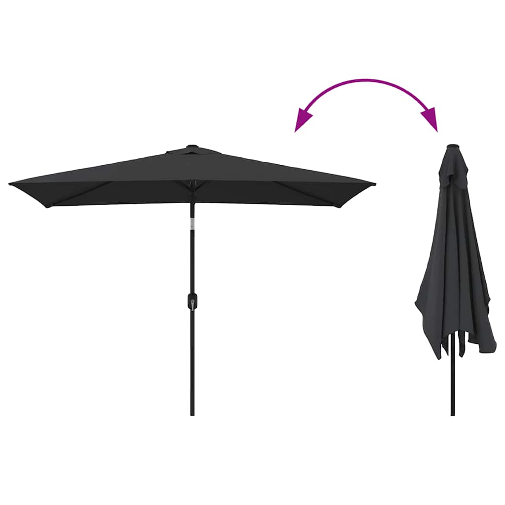 Guarda-sol de exterior c/ poste de metal 300x200 cm preto