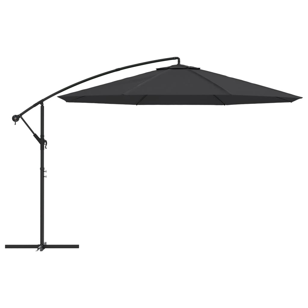 Guarda-sol de jardim cantilever c/ poste alumínio 350 cm preto