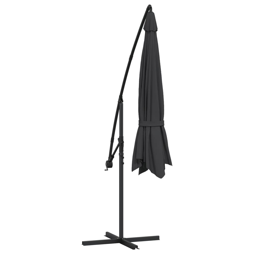 Guarda-sol de jardim cantilever c/ poste alumínio 350 cm preto