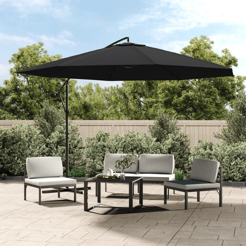 Guarda-sol de jardim cantilever c/ poste alumínio 350 cm preto