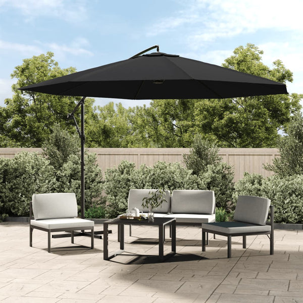 Guarda-sol de jardim cantilever c/ poste alumínio 350 cm preto