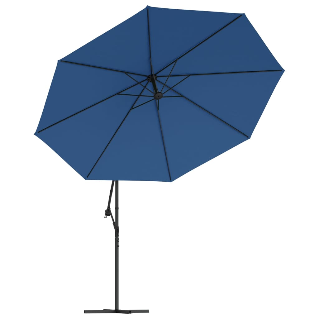 Guarda-sol de jardim cantilever c/ poste alumínio 350 cm azul