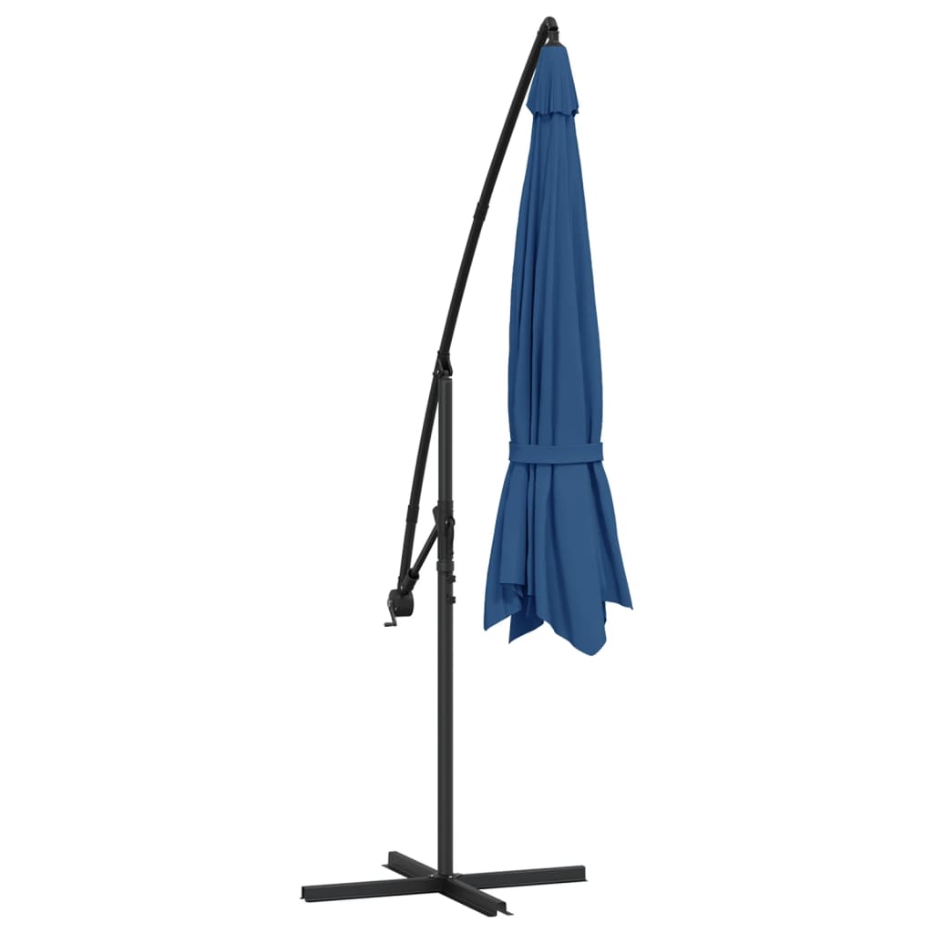 Guarda-sol de jardim cantilever c/ poste alumínio 350 cm azul
