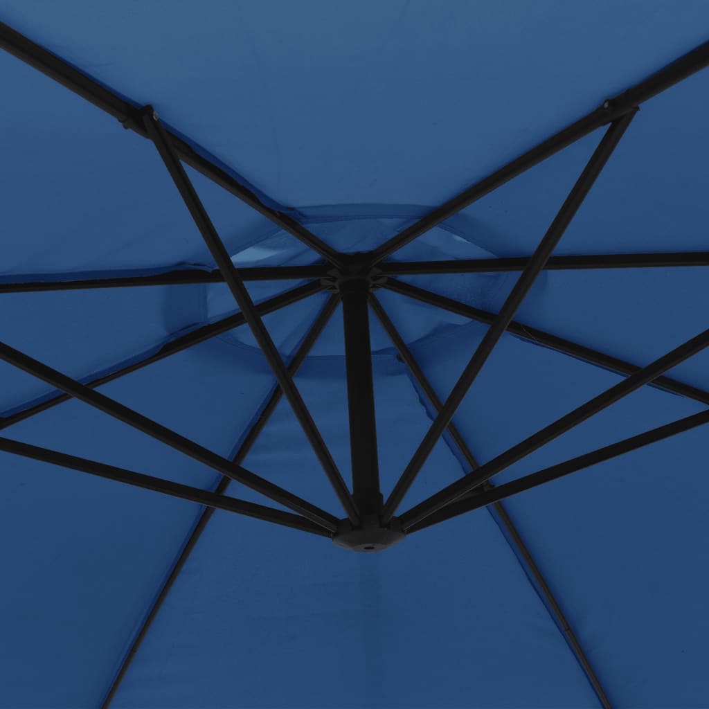 Guarda-sol de jardim cantilever c/ poste alumínio 350 cm azul