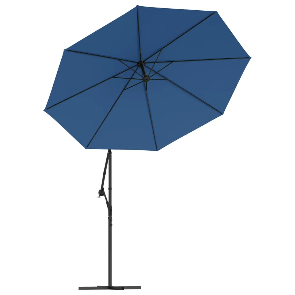 Guarda-sol cantilever c/ luzes LED/poste aço 300 cm azul-ciano