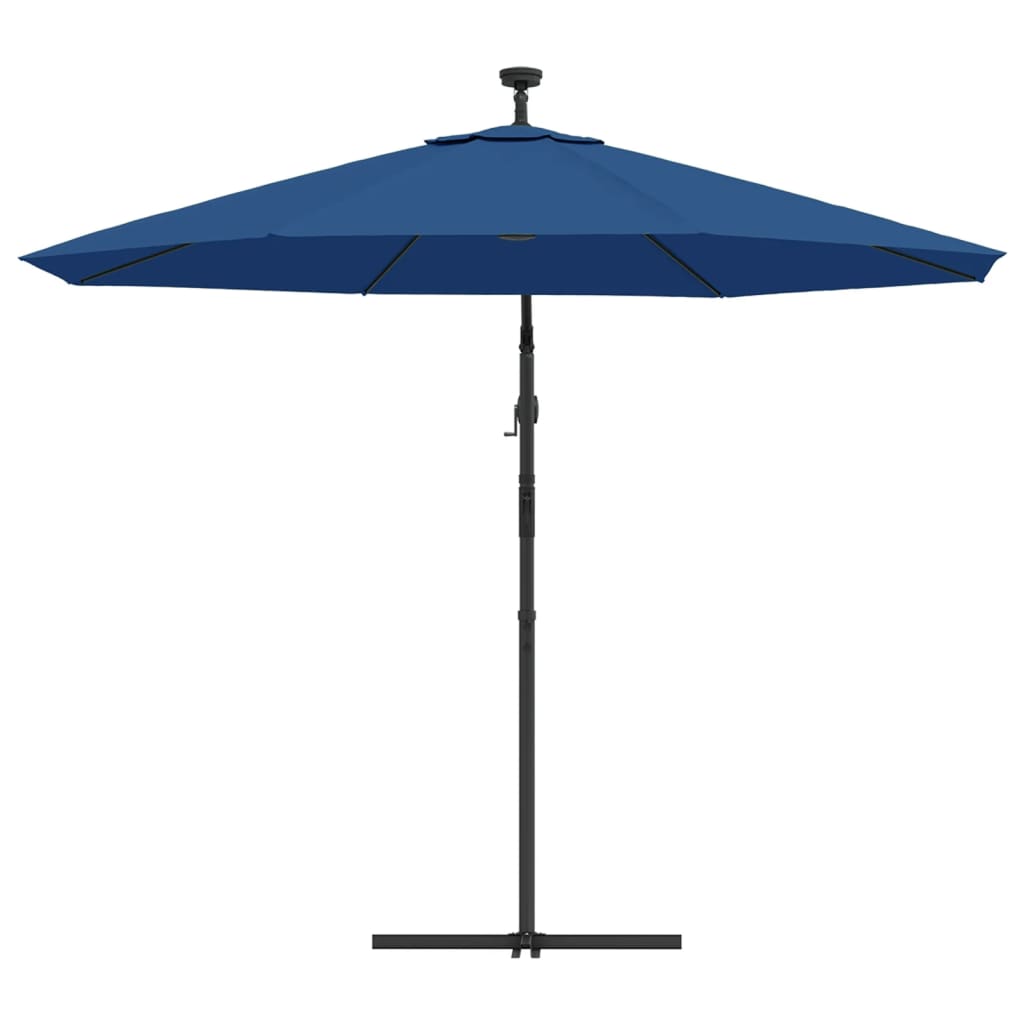 Guarda-sol cantilever c/ luzes LED/poste aço 300 cm azul-ciano