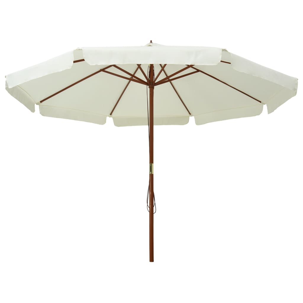 Guarda-sol de exterior com poste em madeira 330 cm branco areia