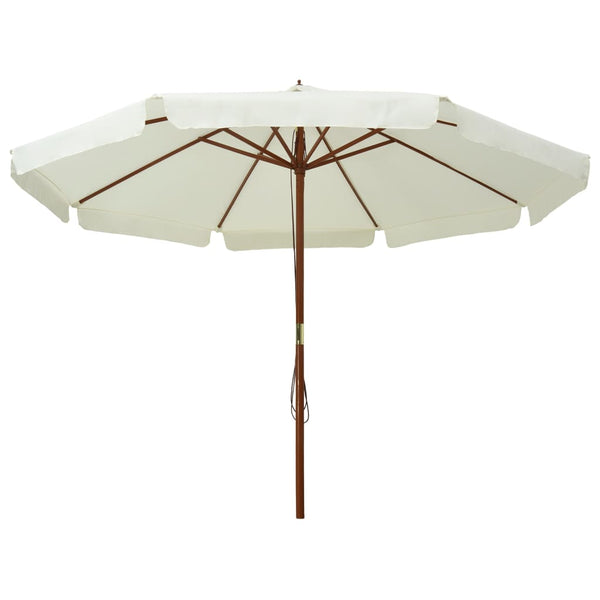 Guarda-sol de exterior com poste em madeira 330 cm branco areia
