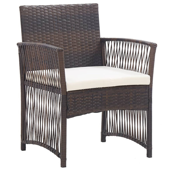 Cadeiras de jardim com almofadões 2 pcs vime PE castanho