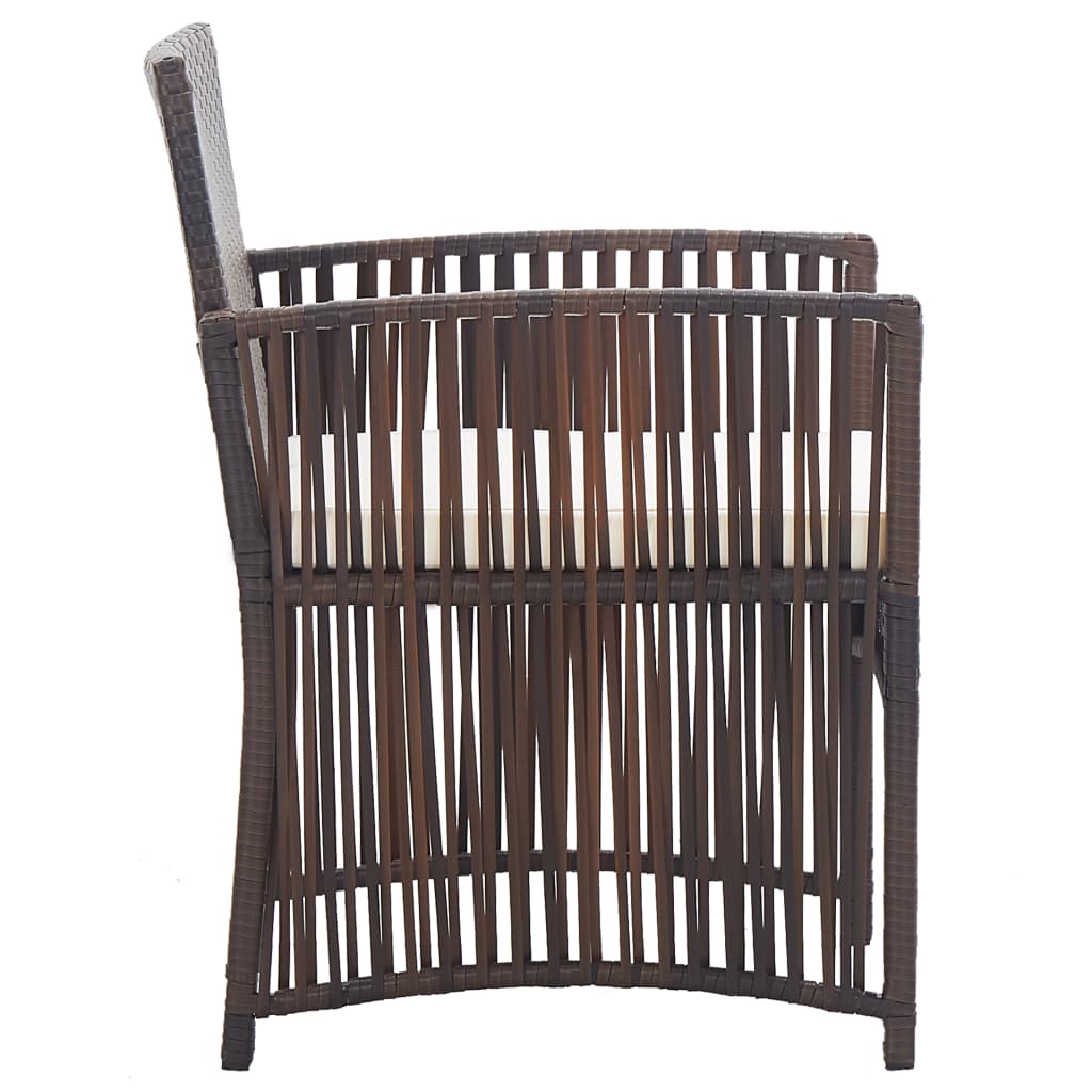 Cadeiras de jardim com almofadões 2 pcs vime PE castanho