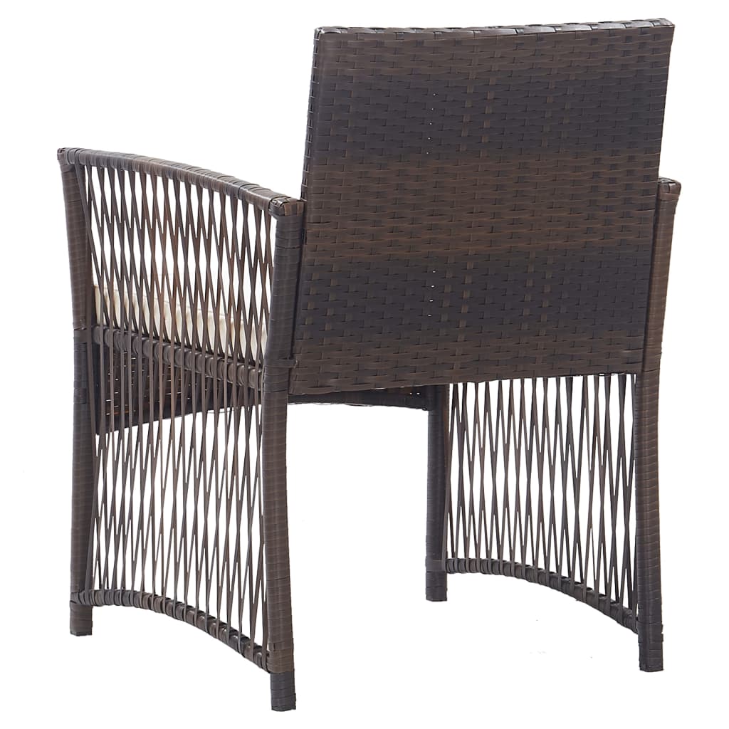Cadeiras de jardim com almofadões 2 pcs vime PE castanho