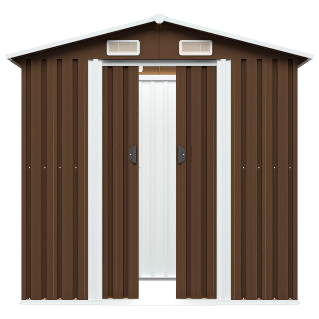Abrigo de jardim 204x132x186 cm aço castanho