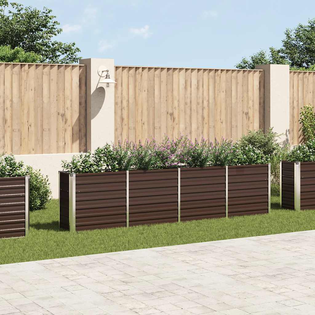 Canteiro jardim elevado 320x40x77 cm aço galvanizado castanho