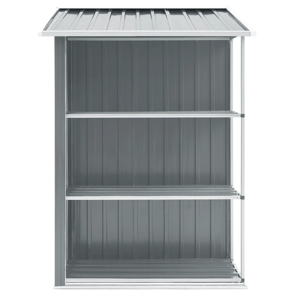 Abrigo de jardim c/ prateleiras 205x130x183 cm ferro cinzento